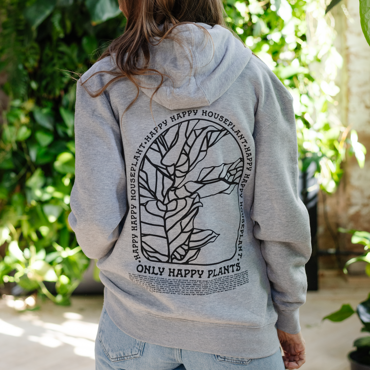 Fiddle Leaf Zip Hoodie in Heather Gray