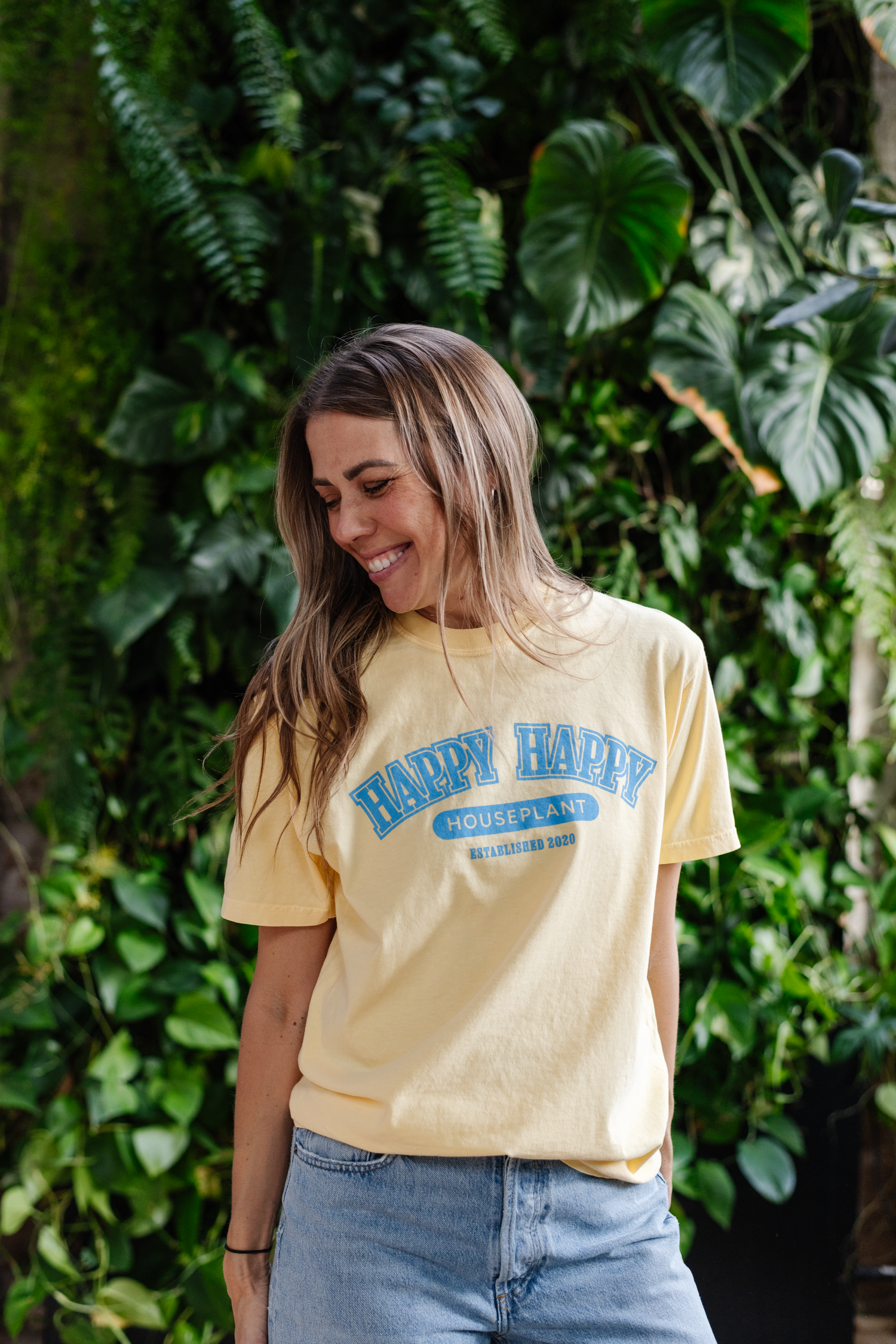 Happy Happy Collegiate Tee in Butter