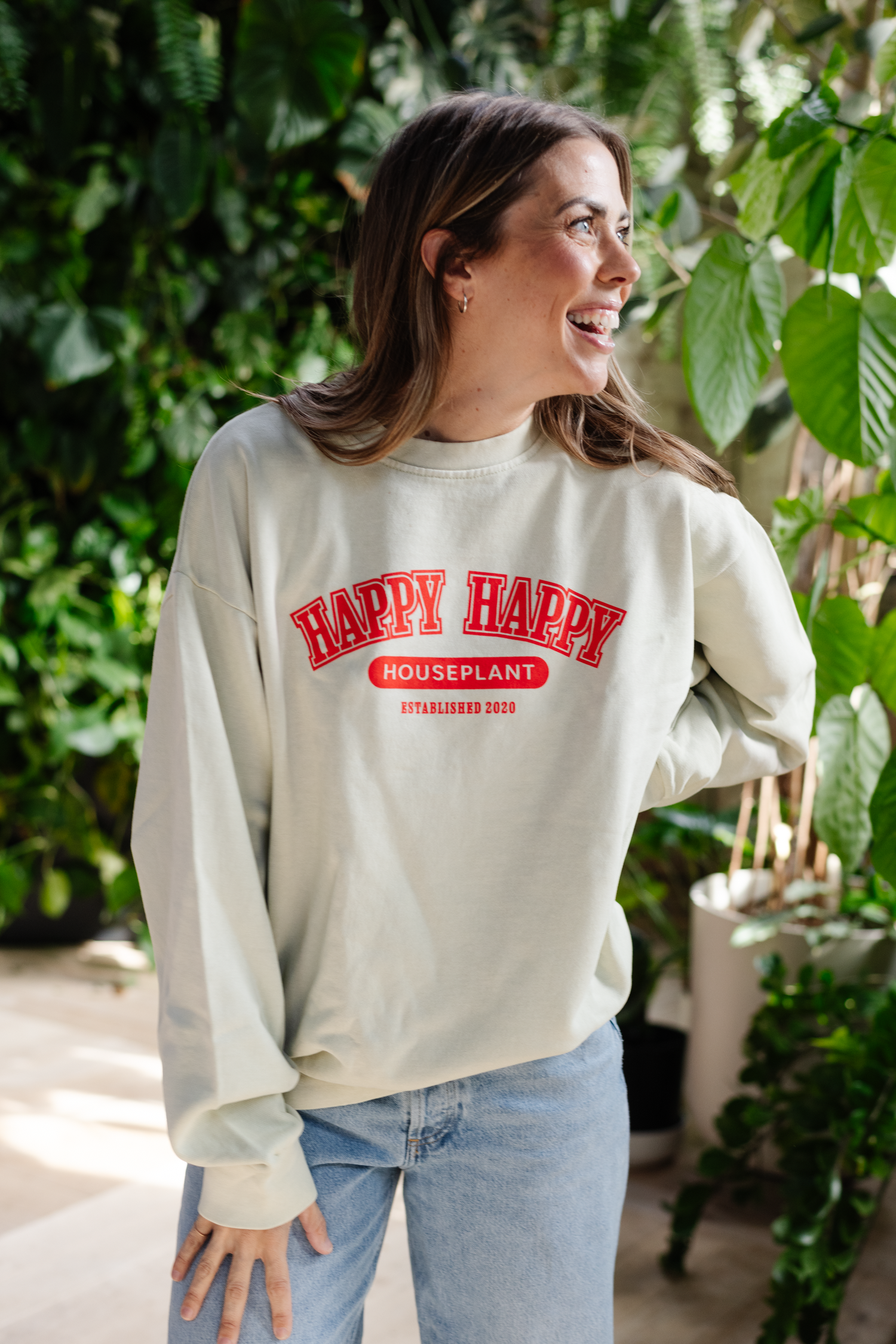 Happy Happy Collegiate Crew in Pistachio