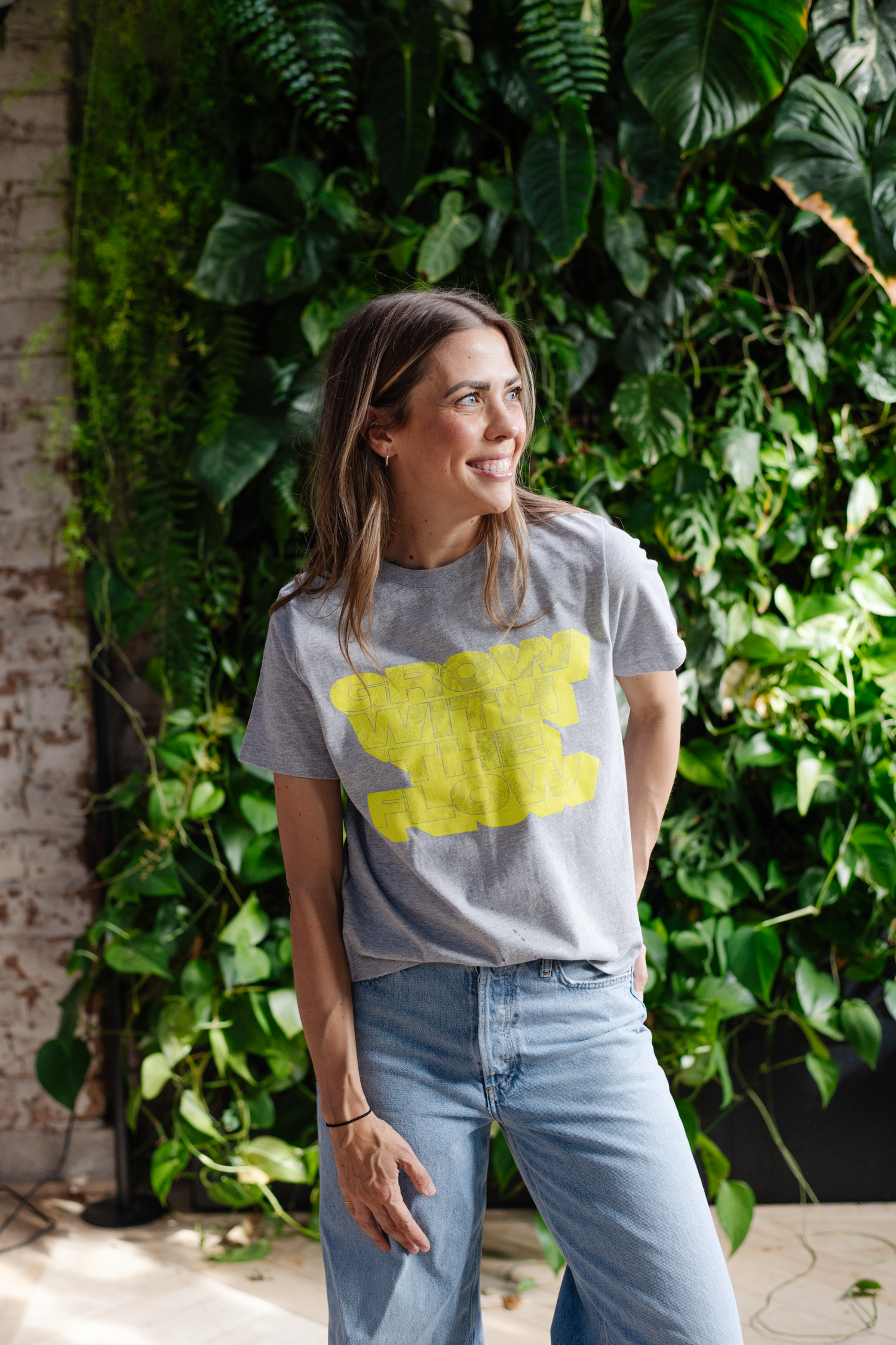 Grow with the Flow Tee in Neon + Athletic Gray