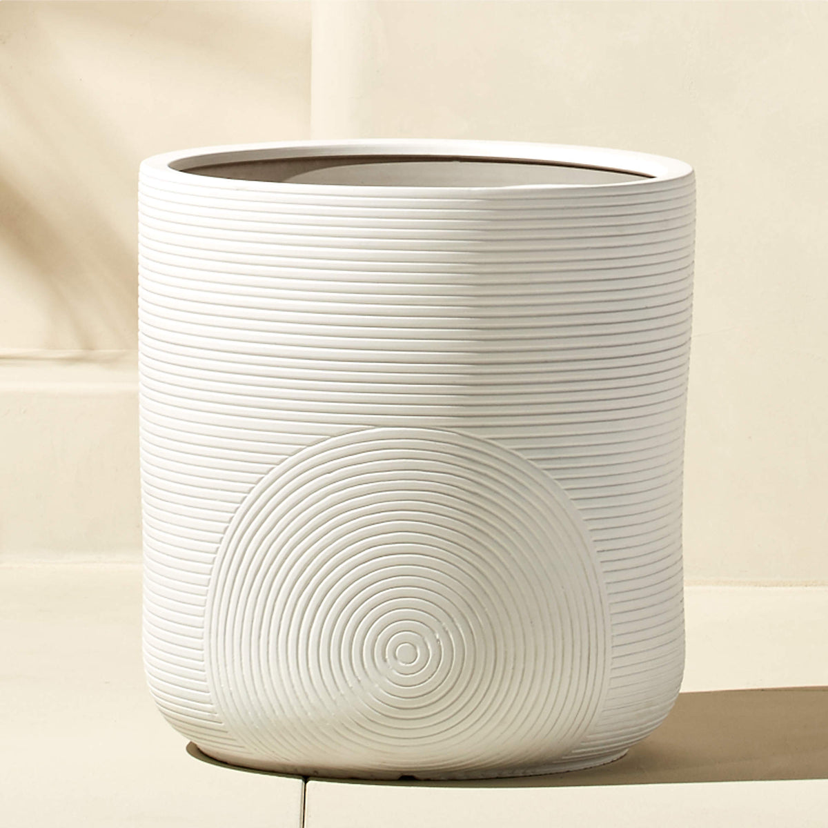 White Concentric Circle Planter