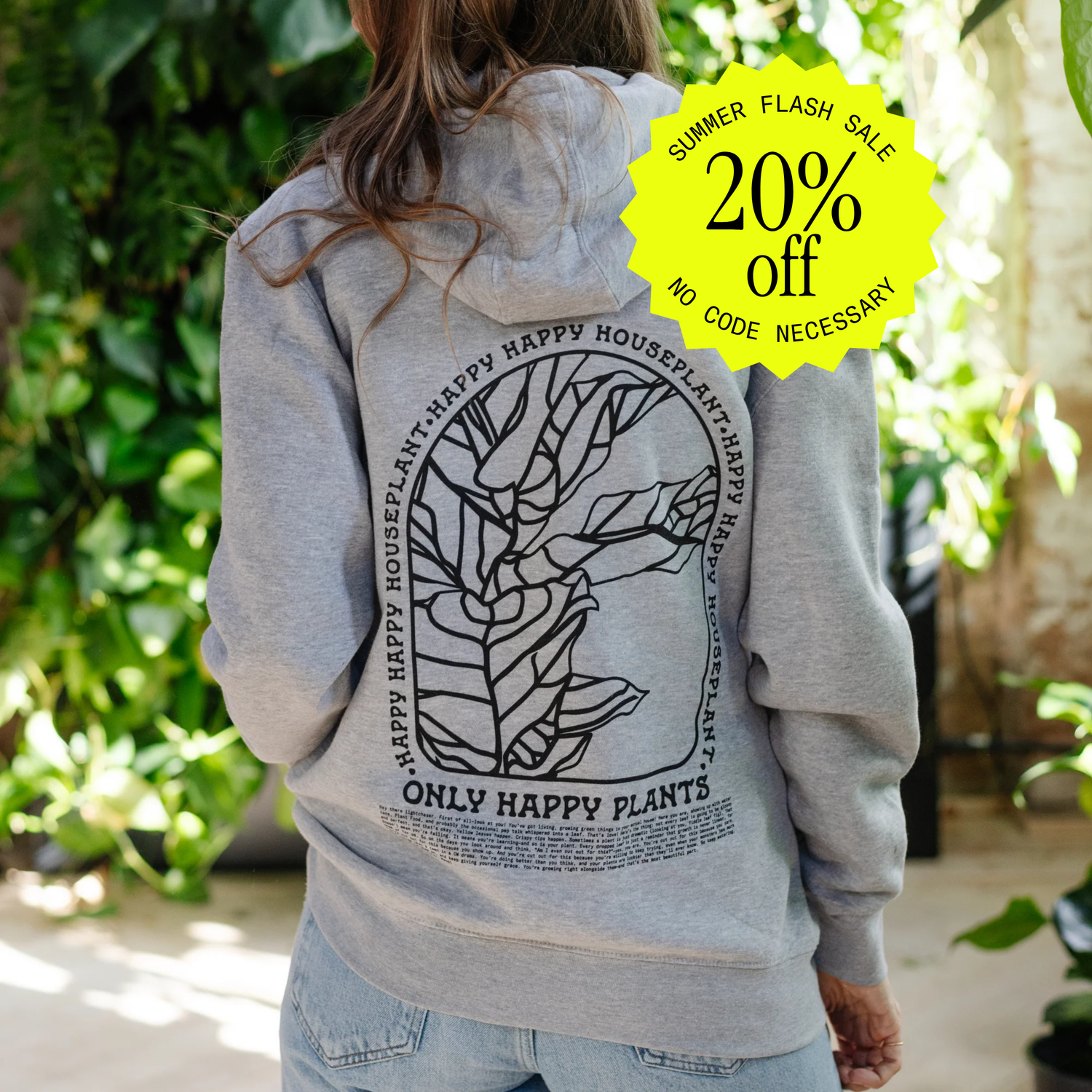 Fiddle Leaf Zip Hoodie in Heather Gray