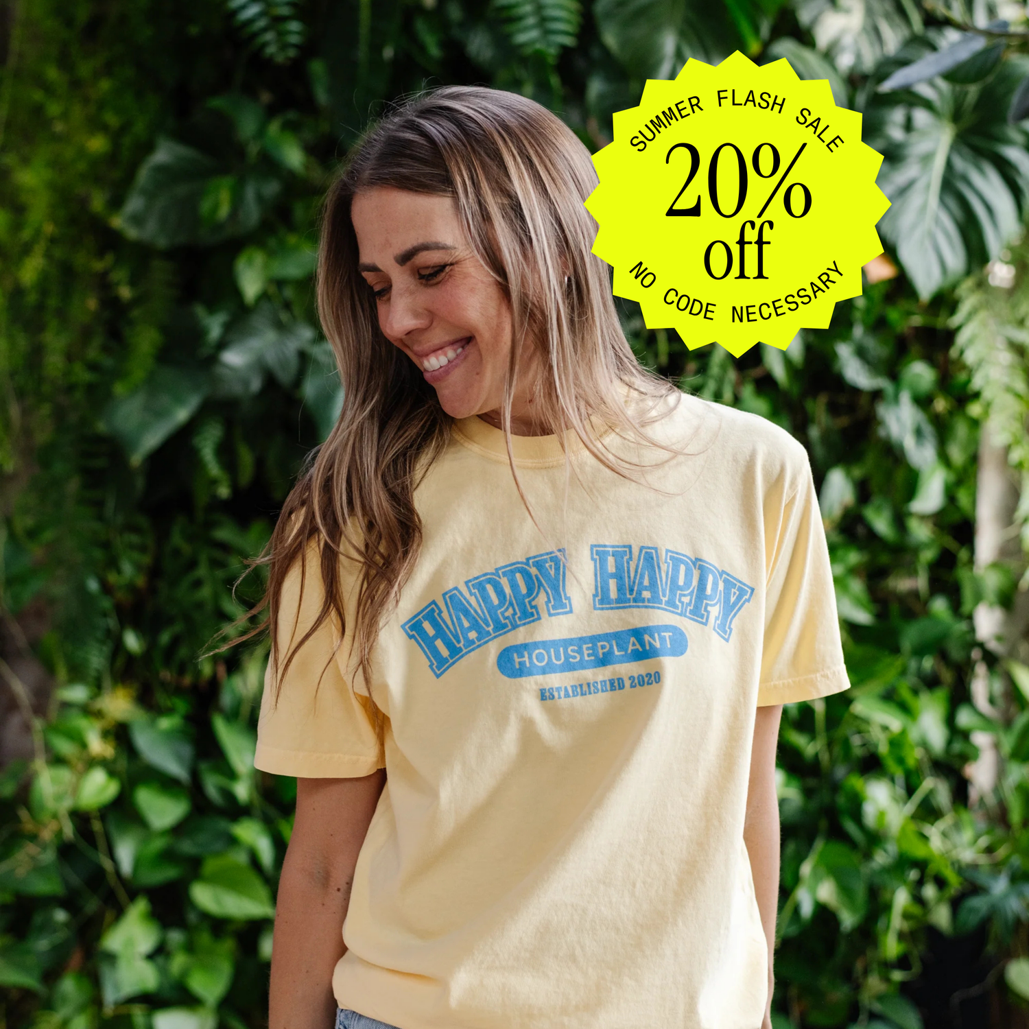 Happy Happy Collegiate Tee in Butter