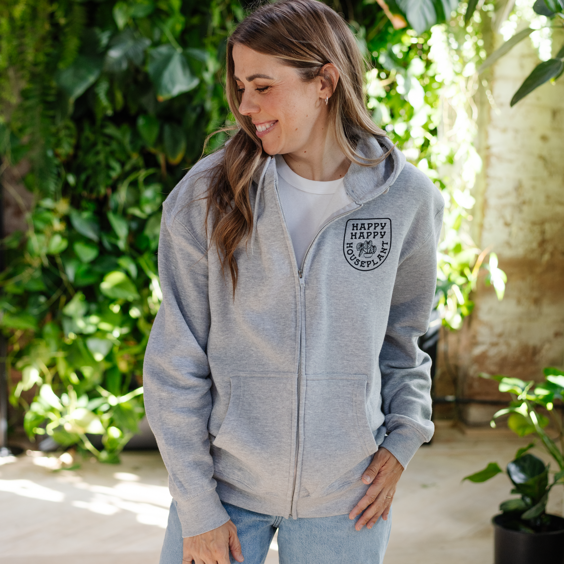 Fiddle Leaf Zip Hoodie in Heather Gray