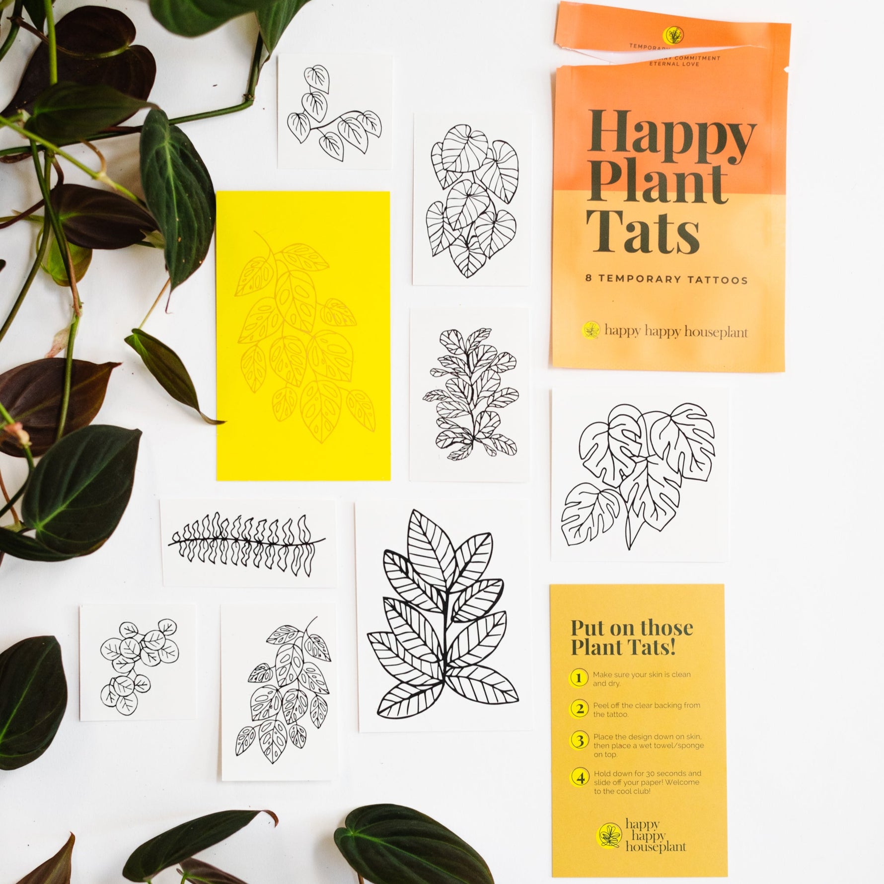 Happy Plant Tats Temporary Tattoos - Happy Happy Houseplant