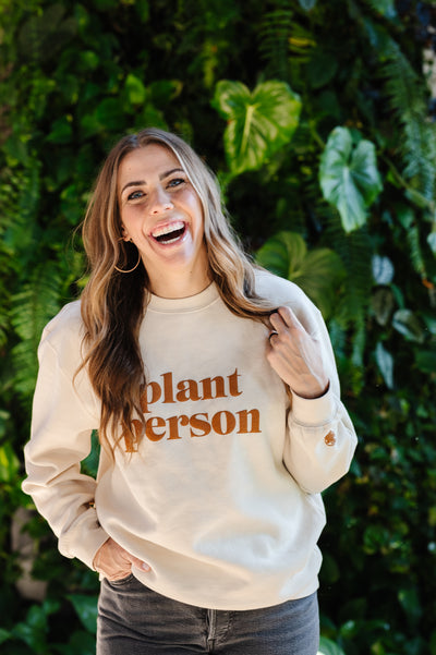 Plant Person Puff Print Pullover in Dust + Terracotta - Happy Happy Houseplant