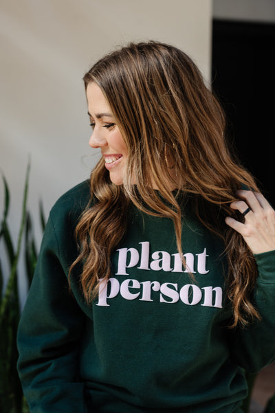 Plant Person Puff Print Pullover Forest + Lilac - Happy Happy Houseplant