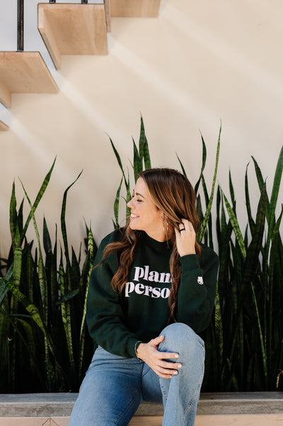 Plant Person Puff Print Pullover Forest + Lilac - Happy Happy Houseplant