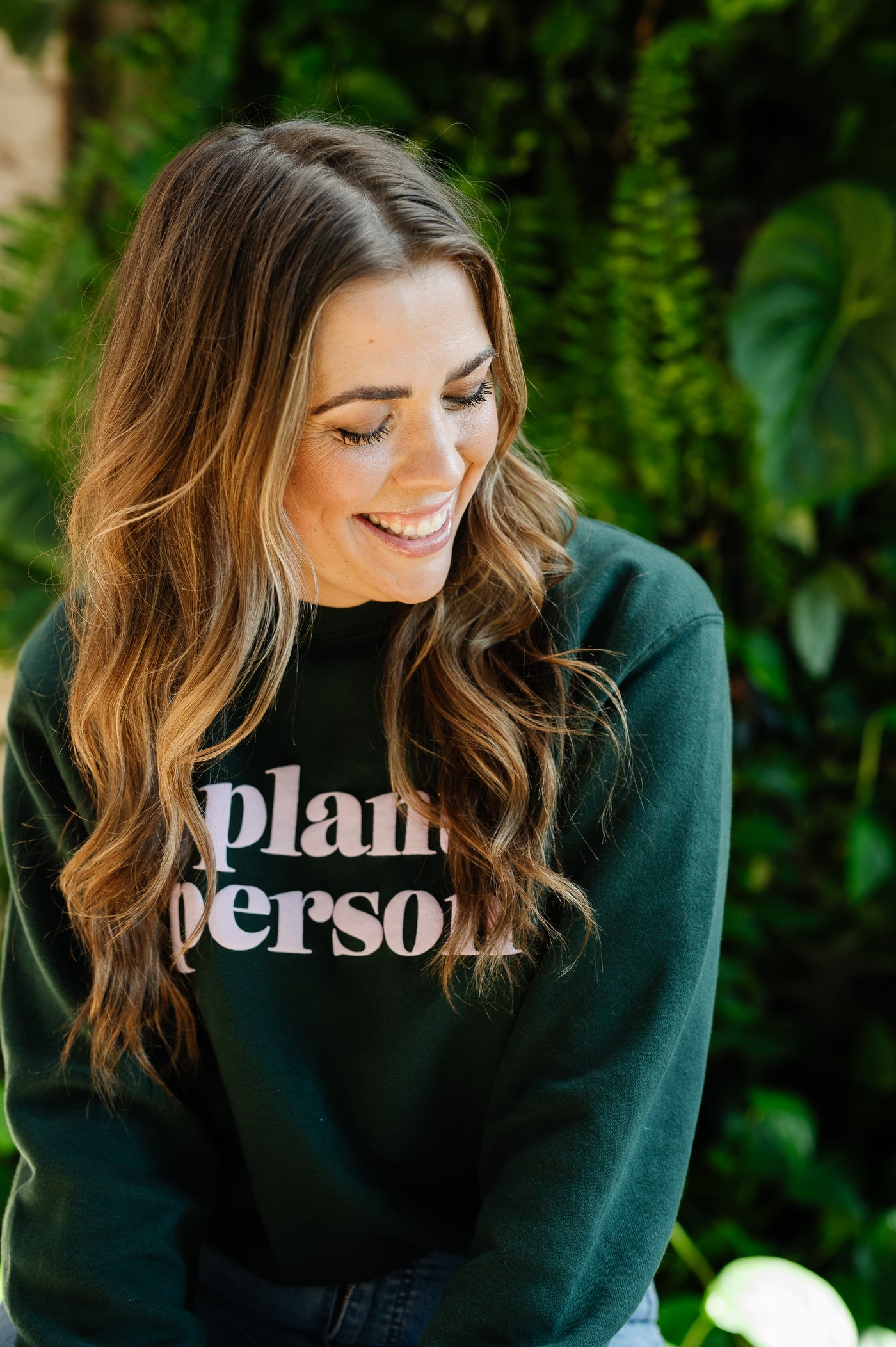 Plant Person Puff Print Pullover Forest + Lilac - Happy Happy Houseplant